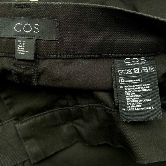 COS Buttoned Fly Drop-Crotch Trousers Harem Black Cropped Pants Cotton Size 8 - Picture 9 of 9